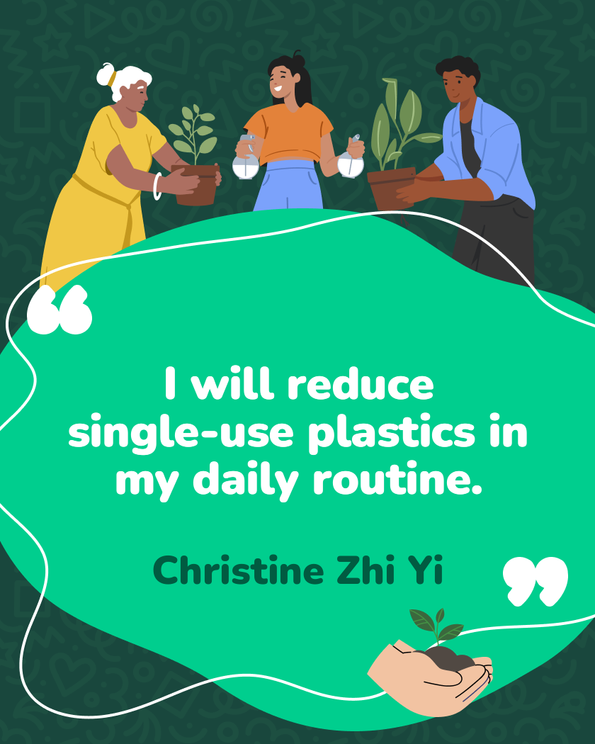 I will reduce single-use plastics in my daily routine.